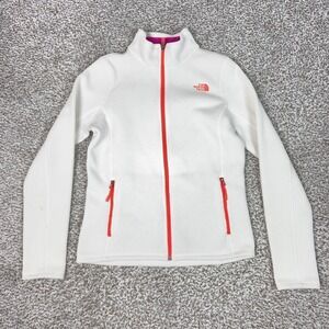 North Face Jacket Womens XS White Fleece Full Zip Textured Hiking Outdoor Warm
